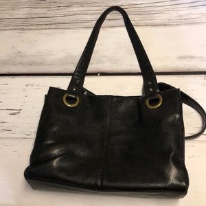 Black faux leather brief case bag